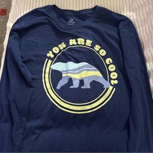 Ivory Ella Polar Bear Northern Lights Womens Blue Graphic Logo Long Sleeve Small